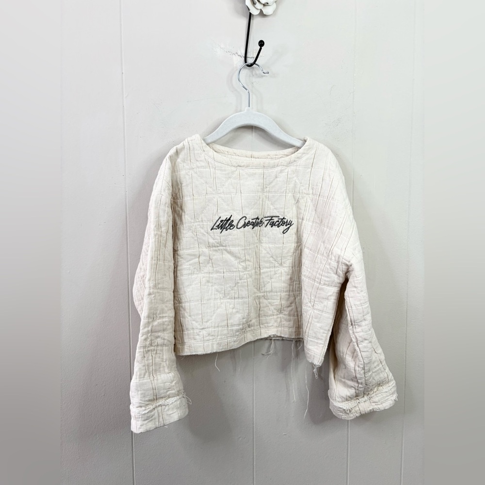 Little Creative Factory quilted cream white long sleeve sweatshirt top size 8